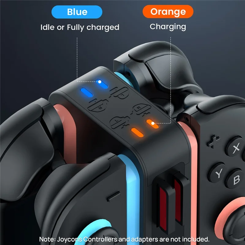 TRANSNOVO S73-003 4-in-1 Charging Dock for Nintendo Switch 2 Joy-Con Controllers RGB Lighting Game Card Storage Charging Station - Black