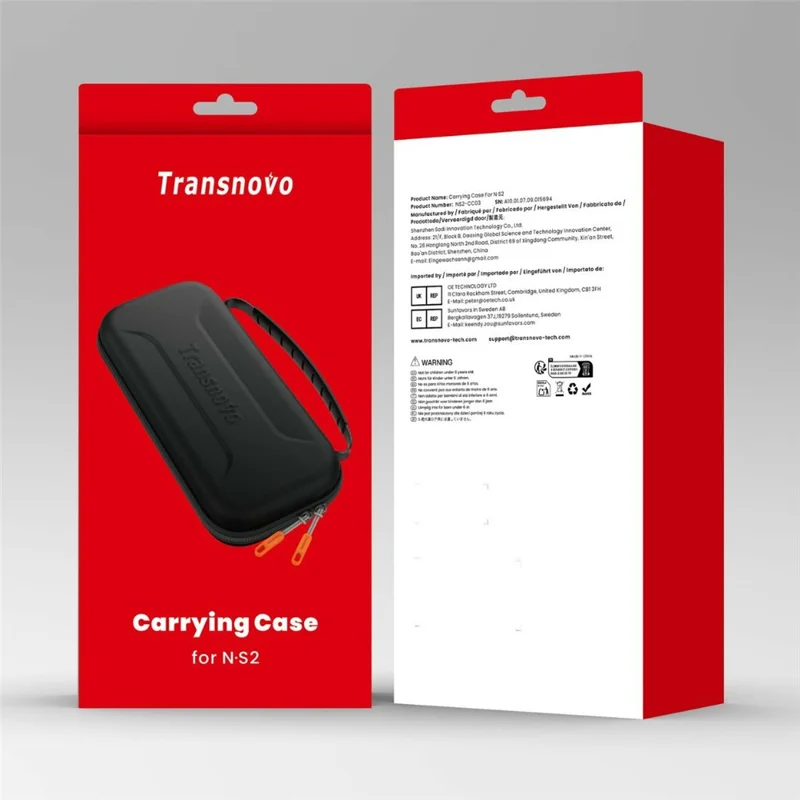 Funda de transporte rígida TRANSNOVO S73-011 para Nintendo Switch 2, bolsa de viaje EVA con 24 ranuras para tarjetas de juego, estuche protector - Negro