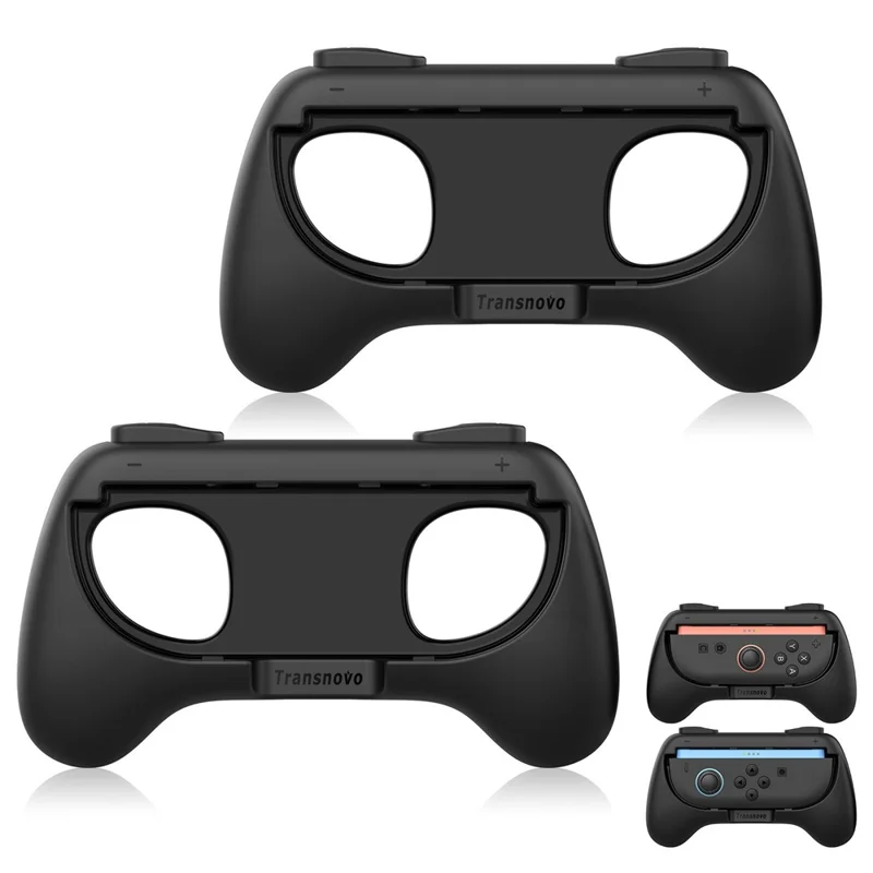 TRANSNOVO S73-010 2 Unidades de Empuñaduras para Controlador de Juego para Nintendo Switch 2 Joy-Con, Asas Antideslizantes Ergonómicas, Soporte Portátil - Negro