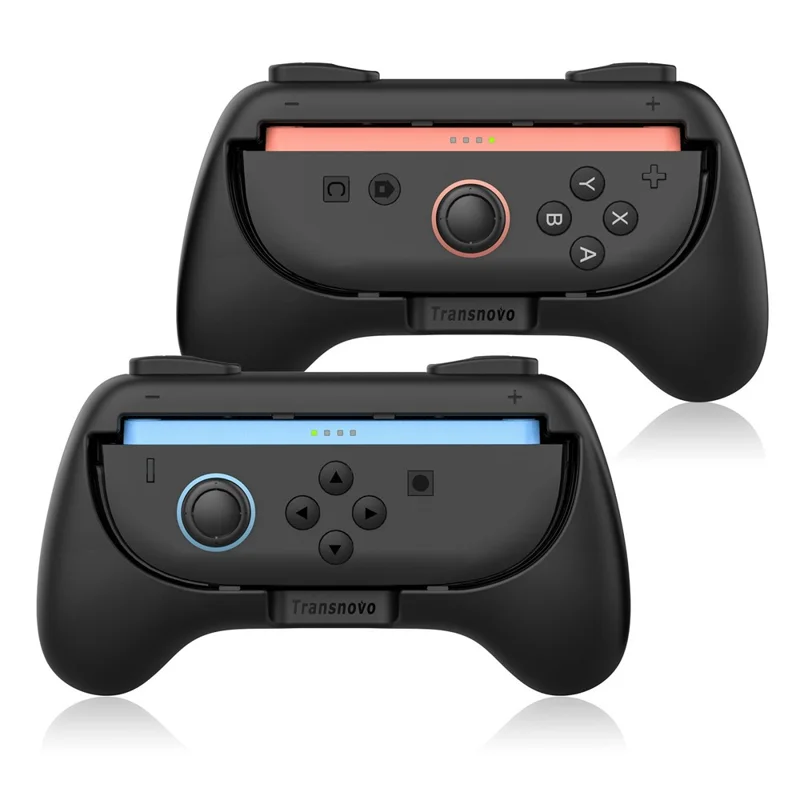 TRANSNOVO S73-010 2 Unidades de Empuñaduras para Controlador de Juego para Nintendo Switch 2 Joy-Con, Asas Antideslizantes Ergonómicas, Soporte Portátil - Negro