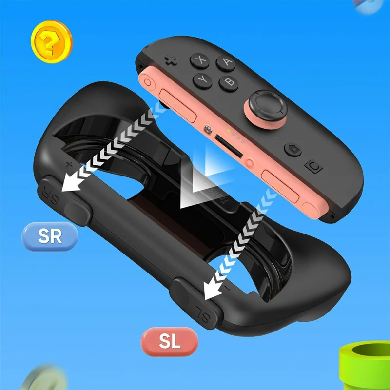 TRANSNOVO S73-010 2 Unidades de Empuñaduras para Controlador de Juego para Nintendo Switch 2 Joy-Con, Asas Antideslizantes Ergonómicas, Soporte Portátil - Negro