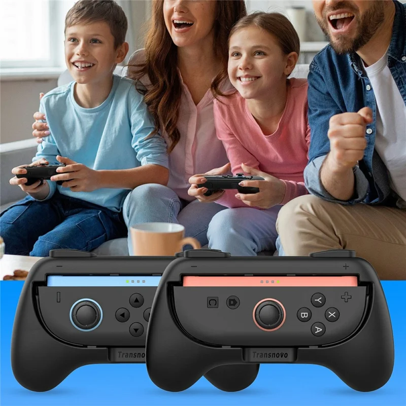 TRANSNOVO S73-010 2 Unidades de Empuñaduras para Controlador de Juego para Nintendo Switch 2 Joy-Con, Asas Antideslizantes Ergonómicas, Soporte Portátil - Negro