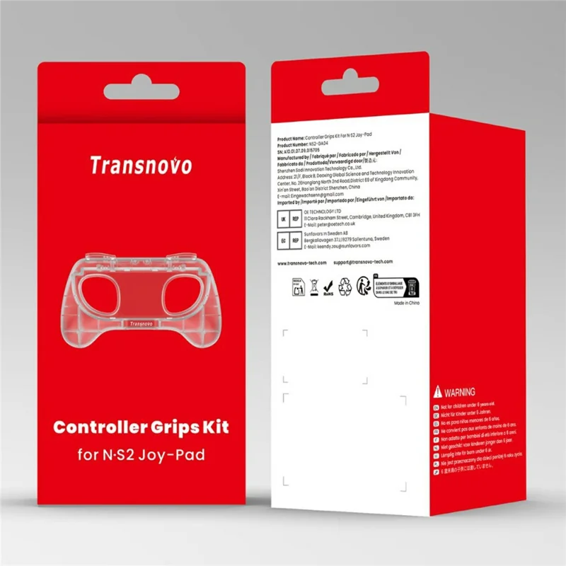 TRANSNOVO S73-010 2 Unidades de Empuñaduras para Controlador de Juego para Nintendo Switch 2 Joy-Con, Asas Antideslizantes Ergonómicas, Soporte Portátil - Negro