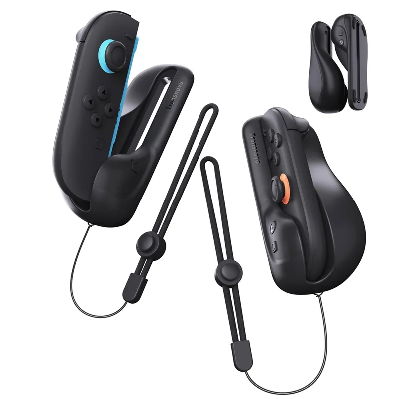 TRANSNOVO S73-014 2 pièces Support de manette Souris pour Nintendo Switch 2 Poignée ergonomique pour jeu Portable Support de souris pour manette - Noir