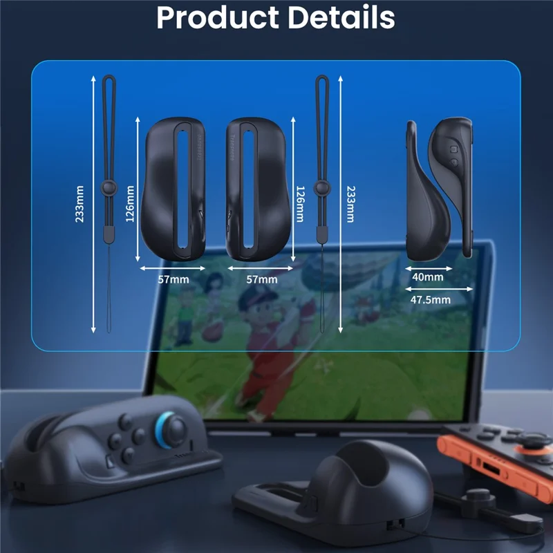TRANSNOVO S73-014 2 pièces Support de manette Souris pour Nintendo Switch 2 Poignée ergonomique pour jeu Portable Support de souris pour manette - Noir