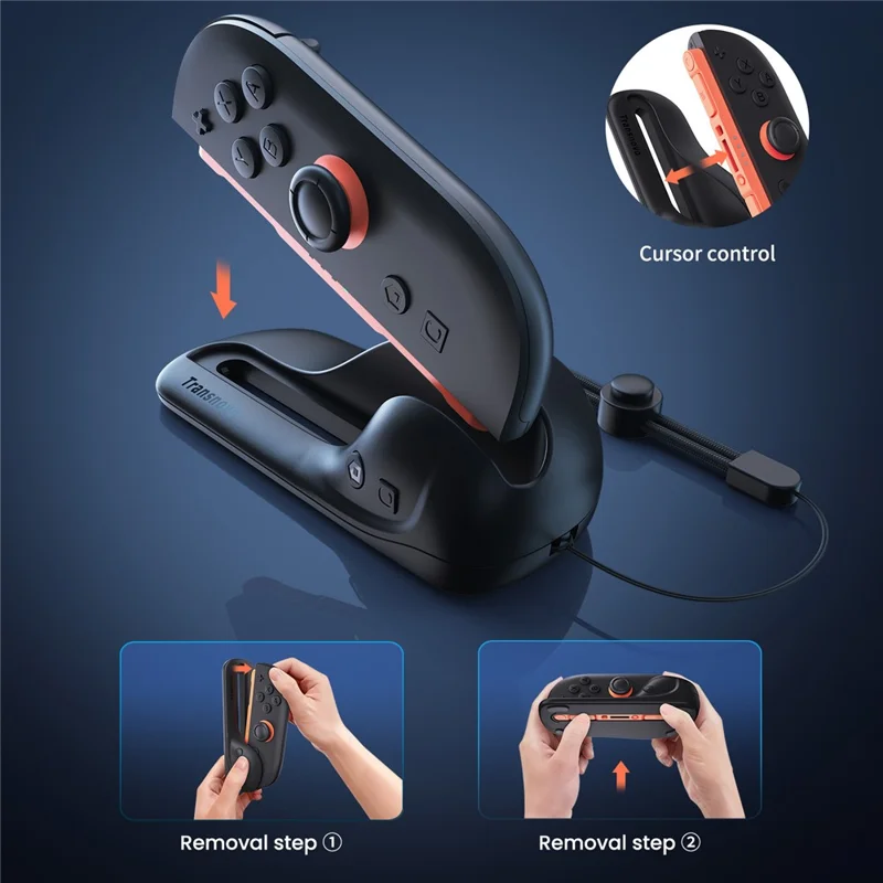 TRANSNOVO S73-014 2 pièces Support de manette Souris pour Nintendo Switch 2 Poignée ergonomique pour jeu Portable Support de souris pour manette - Noir