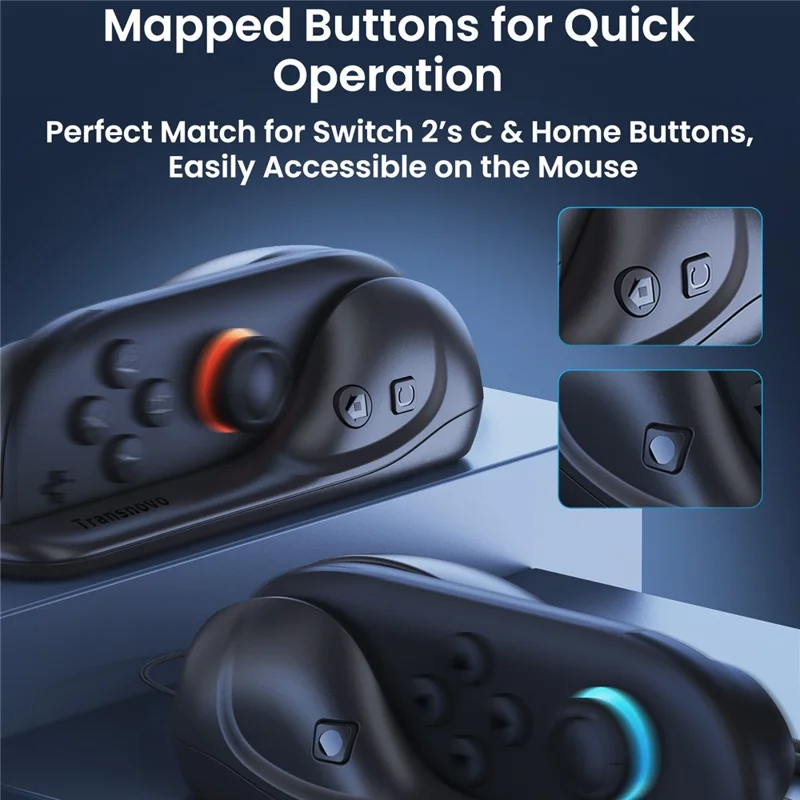 TRANSNOVO S73-014 2 pièces Support de manette Souris pour Nintendo Switch 2 Poignée ergonomique pour jeu Portable Support de souris pour manette - Noir