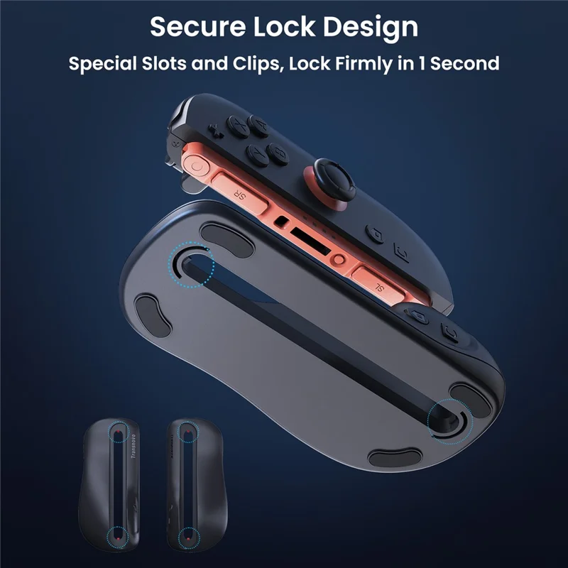 TRANSNOVO S73-014 2 pièces Support de manette Souris pour Nintendo Switch 2 Poignée ergonomique pour jeu Portable Support de souris pour manette - Noir
