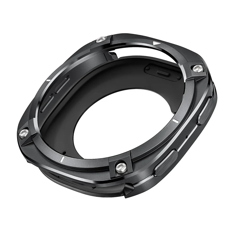 For Samsung Galaxy Watch8 44mm Protective Case Cyber Style Metal PC Watch Cover - Black / White