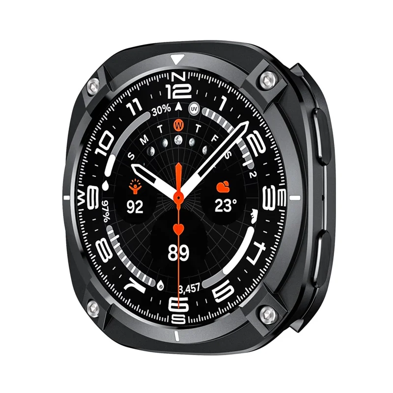For Samsung Galaxy Watch8 44mm Protective Case Cyber Style Metal PC Watch Cover - Black / White