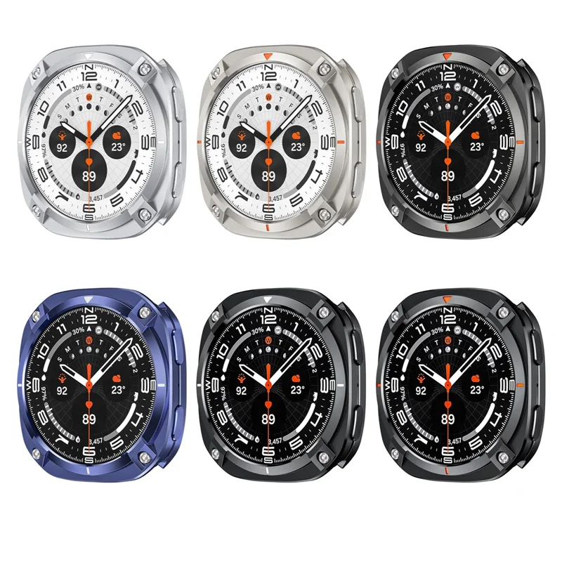 For Samsung Galaxy Watch8 44mm Protective Case Cyber Style Metal PC Watch Cover - Black / White