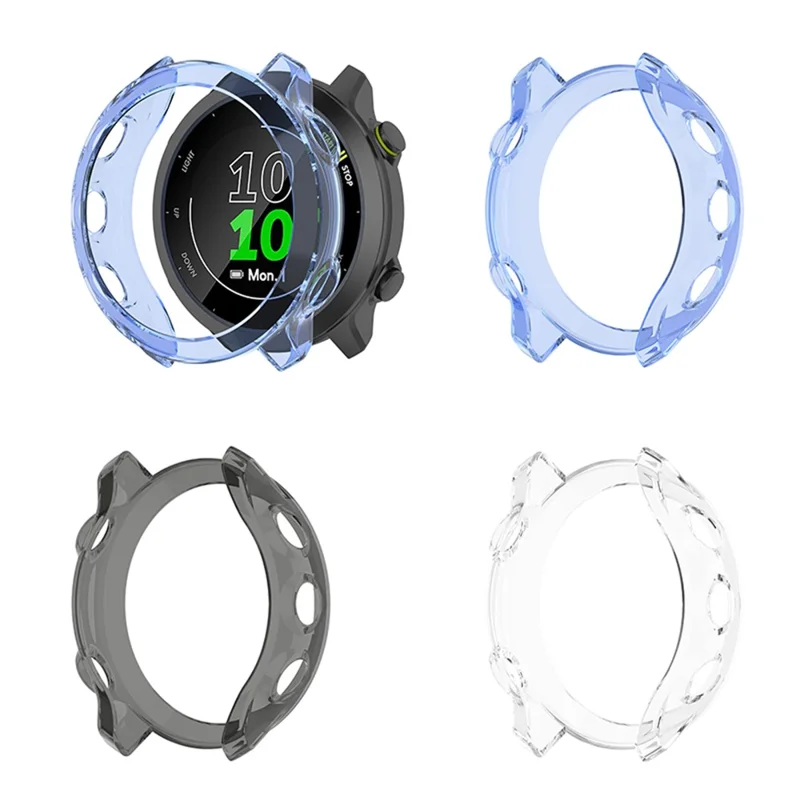 Shockproof TPU Watch Protective Half Cover Case for Garmin Forerunner 55/158 - Transparent White