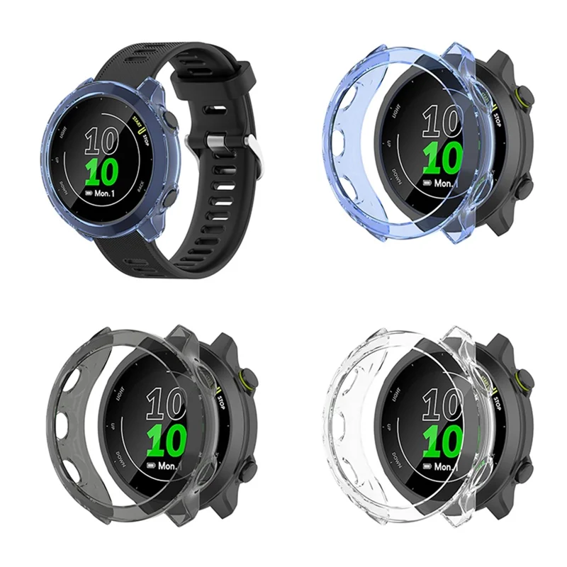 Shockproof TPU Watch Protective Half Cover Case for Garmin Forerunner 55/158 - Transparent White