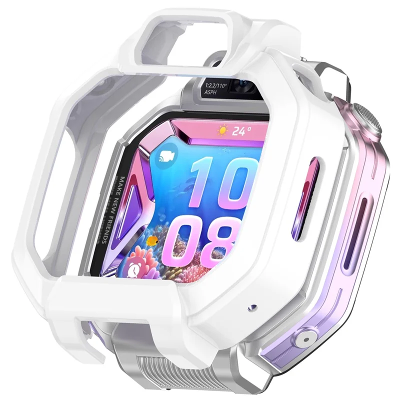 For Huawei Watch Kids X1 / Watch Kids X1 Pro Case Semi-Open TPU Protective Shell Hollow Watch Frame - White