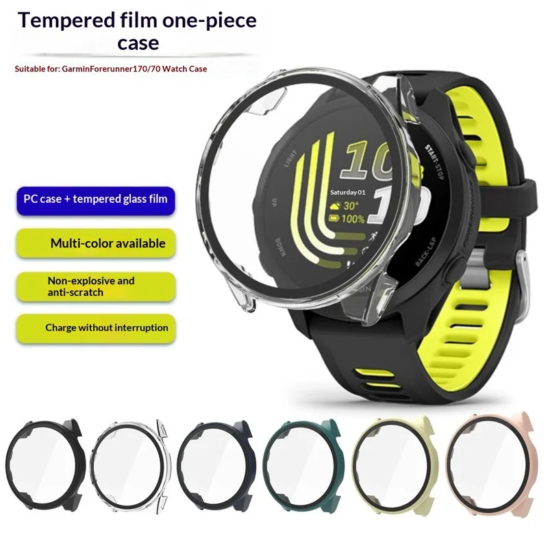 For Garmin Forerunner 170 / Forerunner 70 Urbeskytter i PC-materiale med skærmfilm af tempersglas - Gennemsigtig
