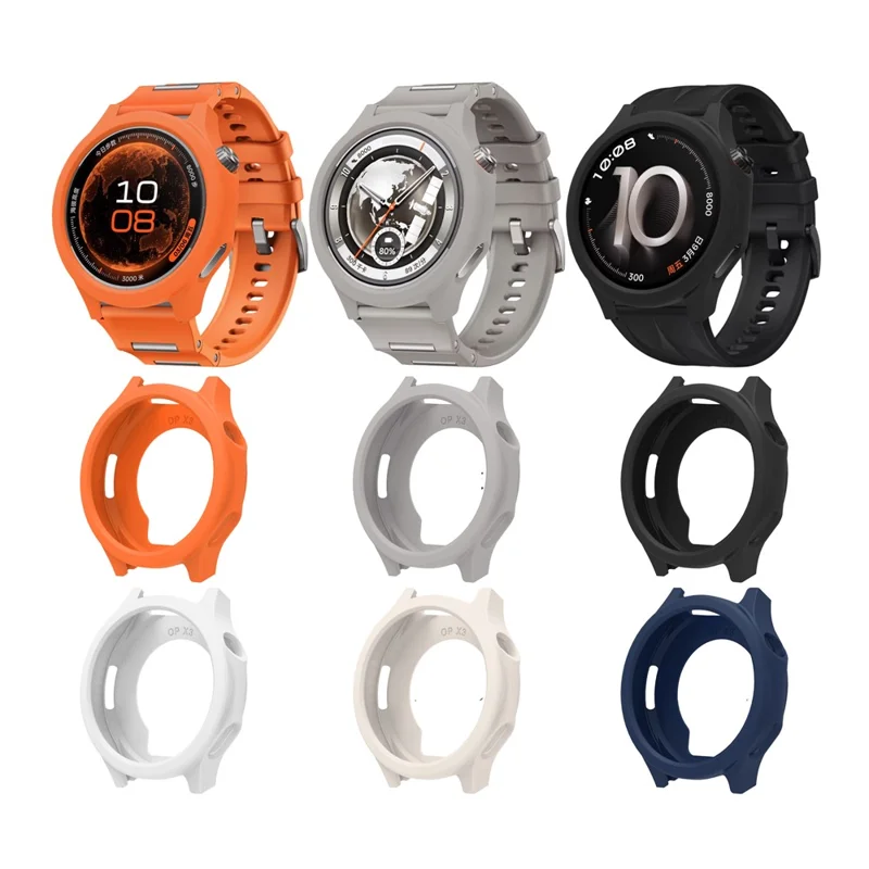 For Oppo Watch X3 Watch Case Shock Absorbing Scratch Resistant Silicone Protective Cover - Black