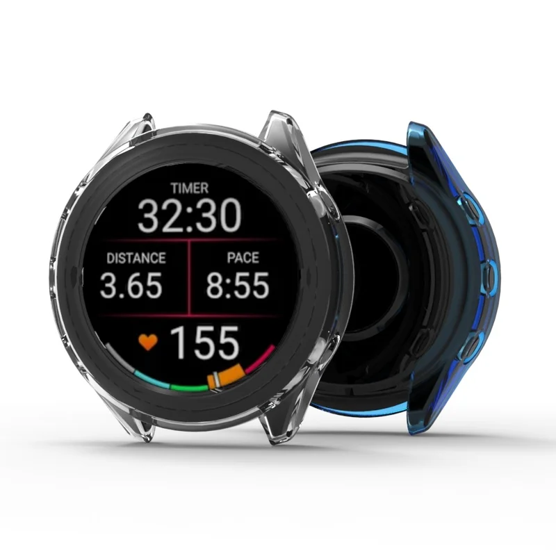 For Garmin Forerunner 170 / Forerunner 70 beskyttelsesdæksel mod støddæmpende TPU halvdækselramme - transparent blå