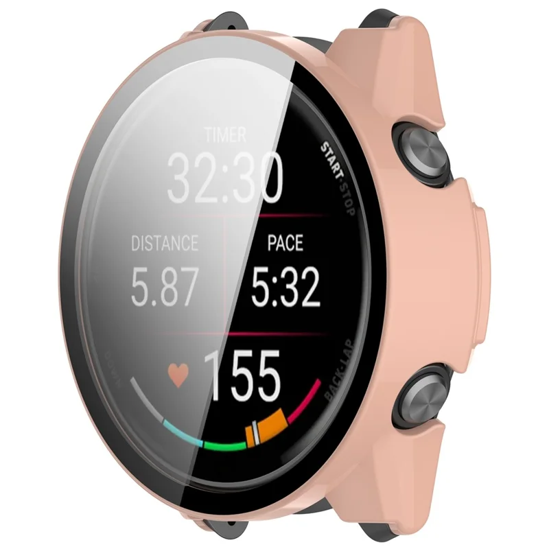 Hartschalen-PC-Uhrgehäuse für Garmin Forerunner 170 / Forerunner 70 mit Displayschutzfolie aus gehärtetem Glas - Rosa
