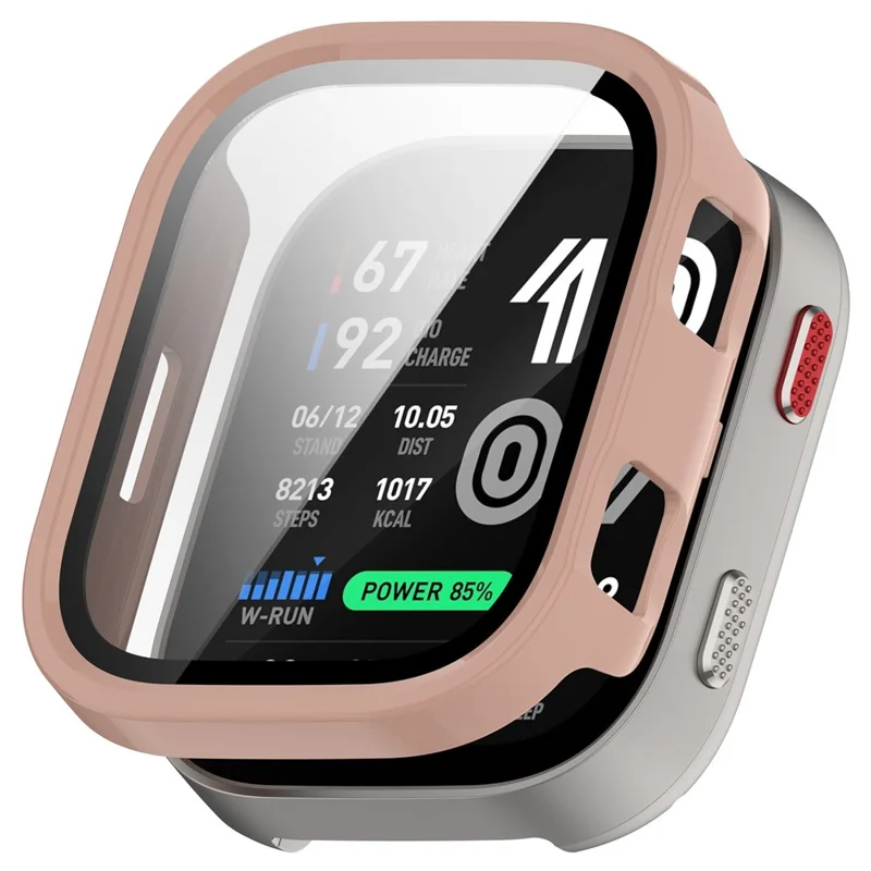 Für Huami Amazfit Bip Max Hartschalen-PC-Uhrgehäuse mit gehärtetem Glas-Schutzfolie - Rosa