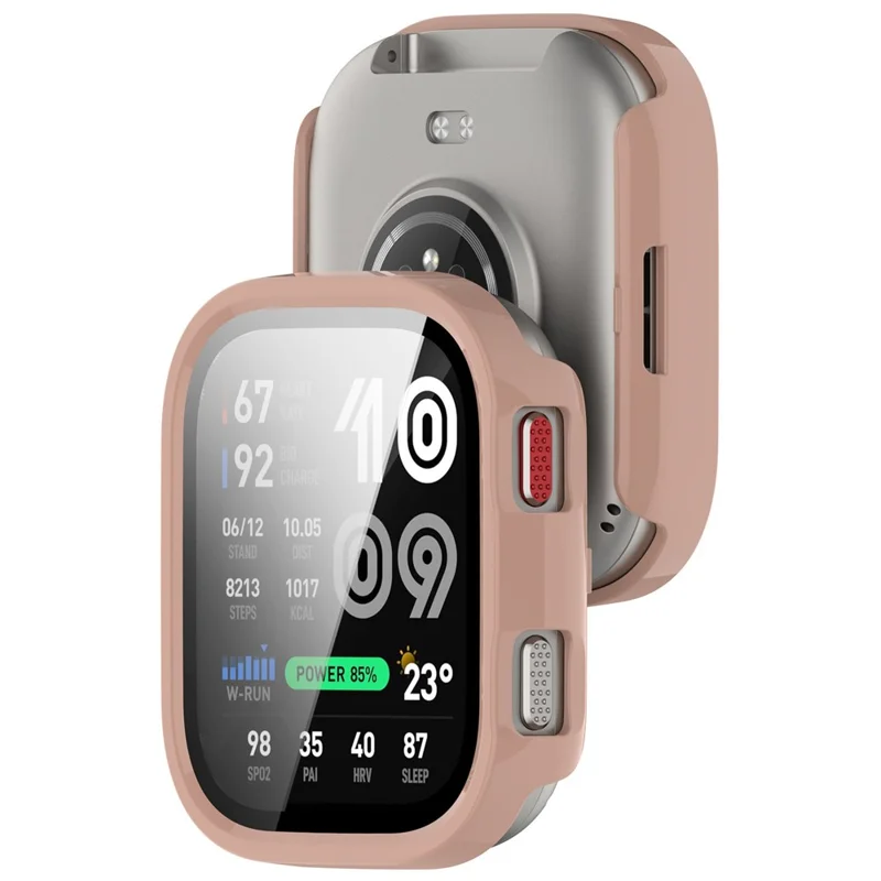 Für Huami Amazfit Bip Max Hartschalen-PC-Uhrgehäuse mit gehärtetem Glas-Schutzfolie - Rosa