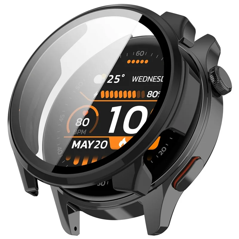 Schutzcase für Haylou Watch 4S mit gehärtetem Glas Displayschutz – PC-Uhr-Case in Schwarz