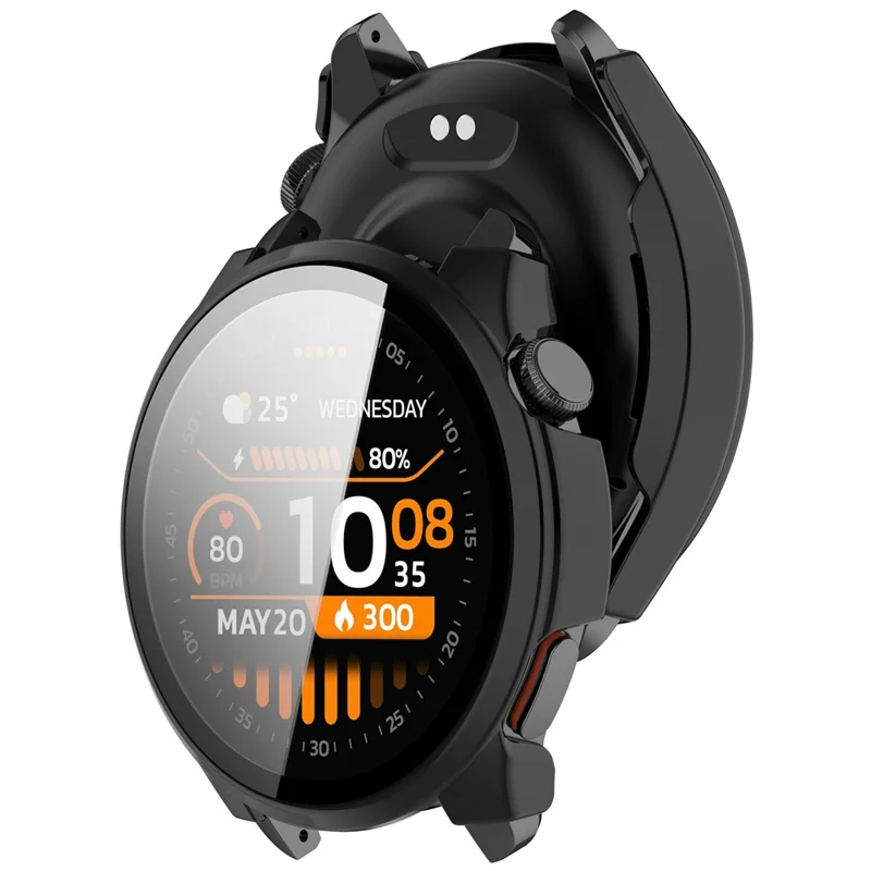 Schutzcase für Haylou Watch 4S mit gehärtetem Glas Displayschutz – PC-Uhr-Case in Schwarz