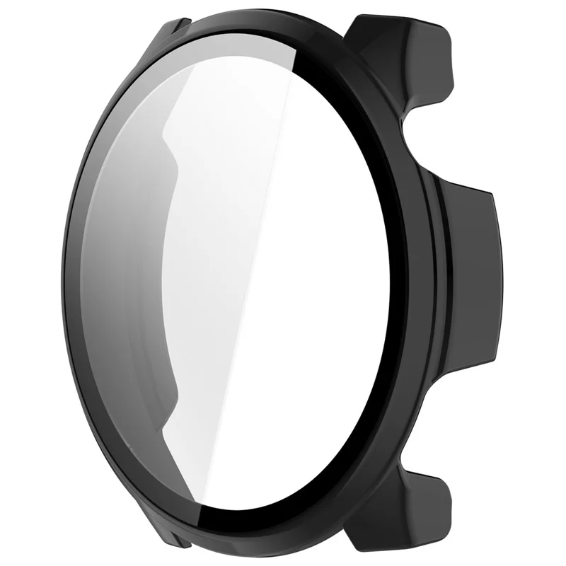 Schutzcase für Haylou Watch 4S mit gehärtetem Glas Displayschutz – PC-Uhr-Case in Schwarz