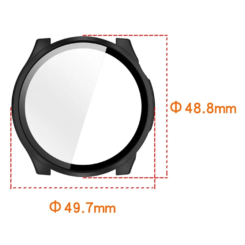 Schutzcase für Haylou Watch 4S mit gehärtetem Glas Displayschutz – PC-Uhr-Case in Schwarz