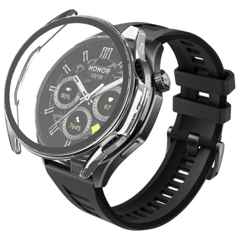 Schutzhülle für Honor Watch 6 Plus, Hartgehäuse aus PC mit Displayschutzfolie – Schwarz