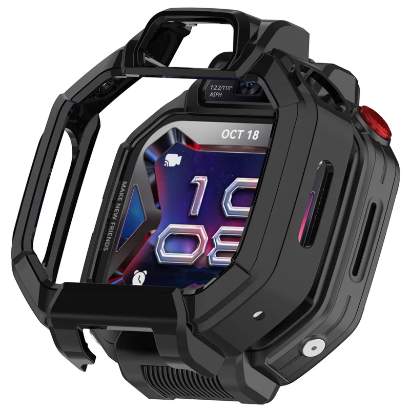 Coque pour montre Huawei Watch Kids X1 / X1 Pro, coque de protection rigide creuse en PC avec protecteur d'écran en verre trempé - Noir