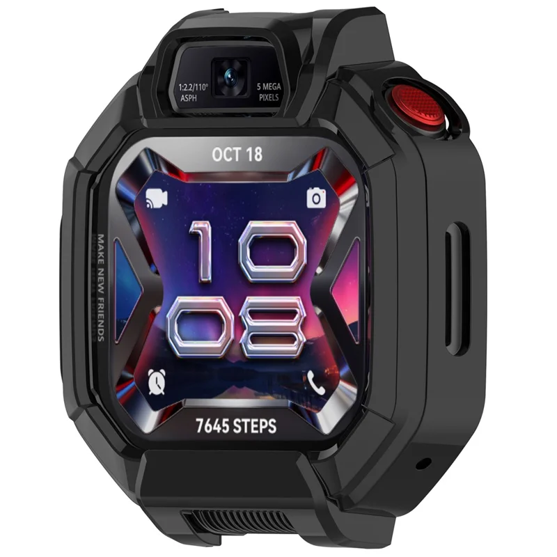 Coque pour montre Huawei Watch Kids X1 / X1 Pro, coque de protection rigide creuse en PC avec protecteur d'écran en verre trempé - Noir