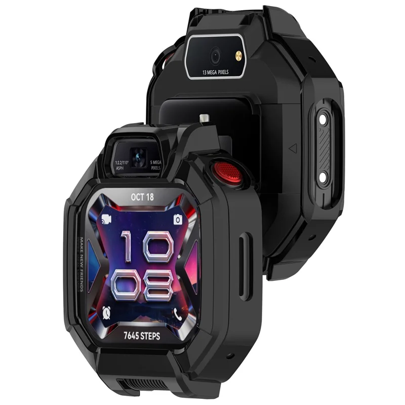 Coque pour montre Huawei Watch Kids X1 / X1 Pro, coque de protection rigide creuse en PC avec protecteur d'écran en verre trempé - Noir