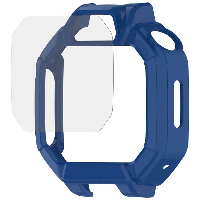For Huawei Watch Kids X1 / X1 Pro Case Hollow Hard PC Watch Protective Cover with Tempered Glass Screen Protector - Blue