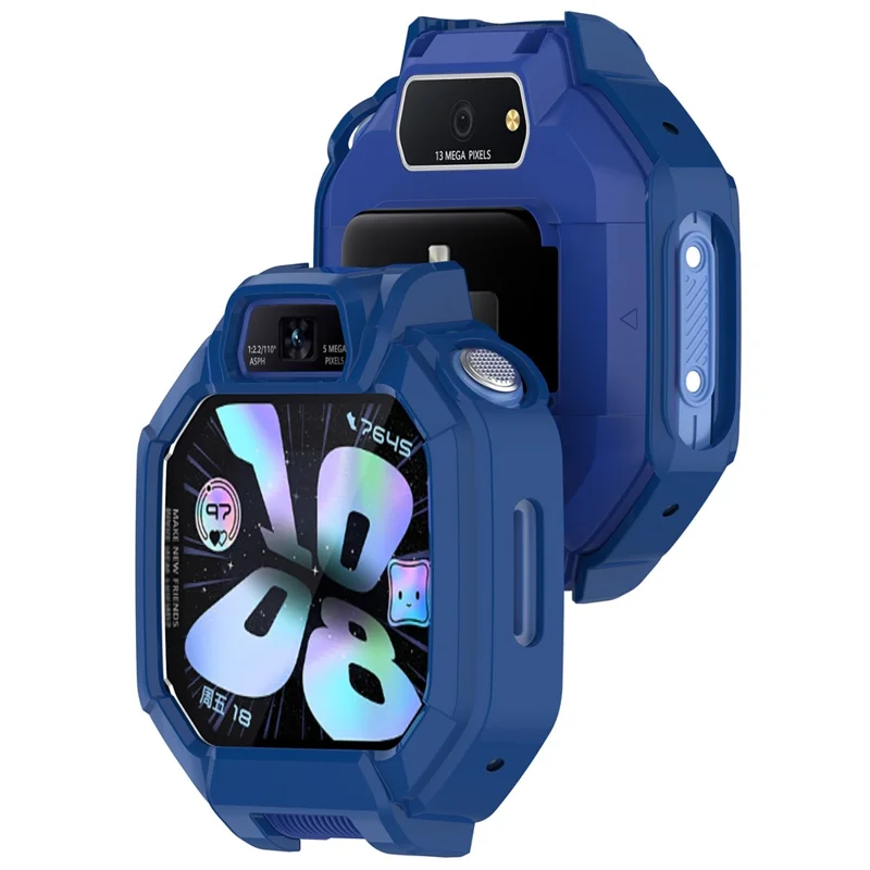 For Huawei Watch Kids X1 / X1 Pro Case Hollow Hard PC Watch Protective Cover with Tempered Glass Screen Protector - Blue
