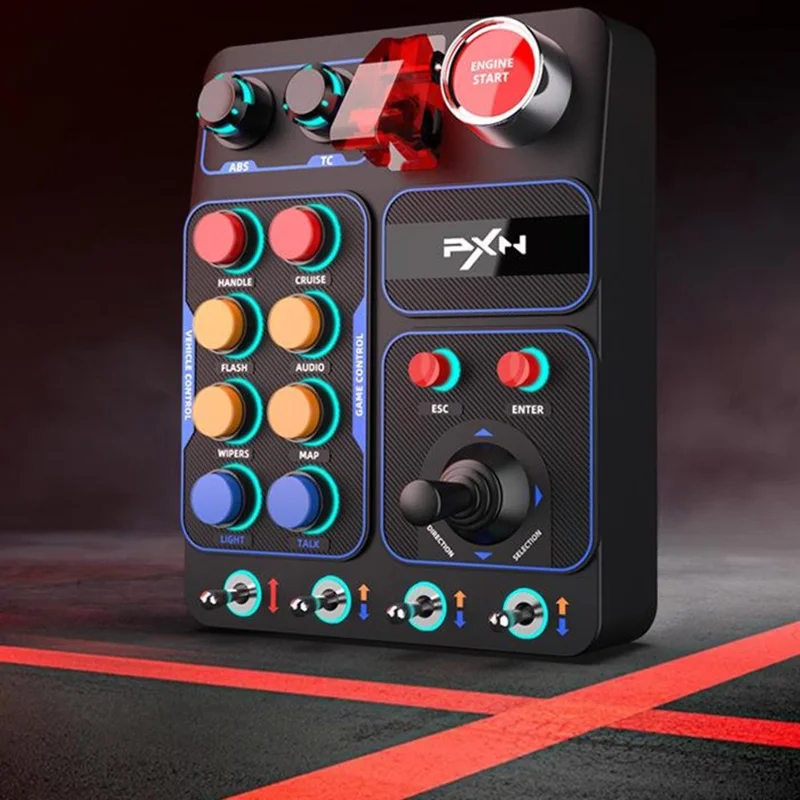 PXN CB1 Caja de Control para Simulador de Carreras 30 Botones Programables Luces RGB para Juegos de PC - Negro