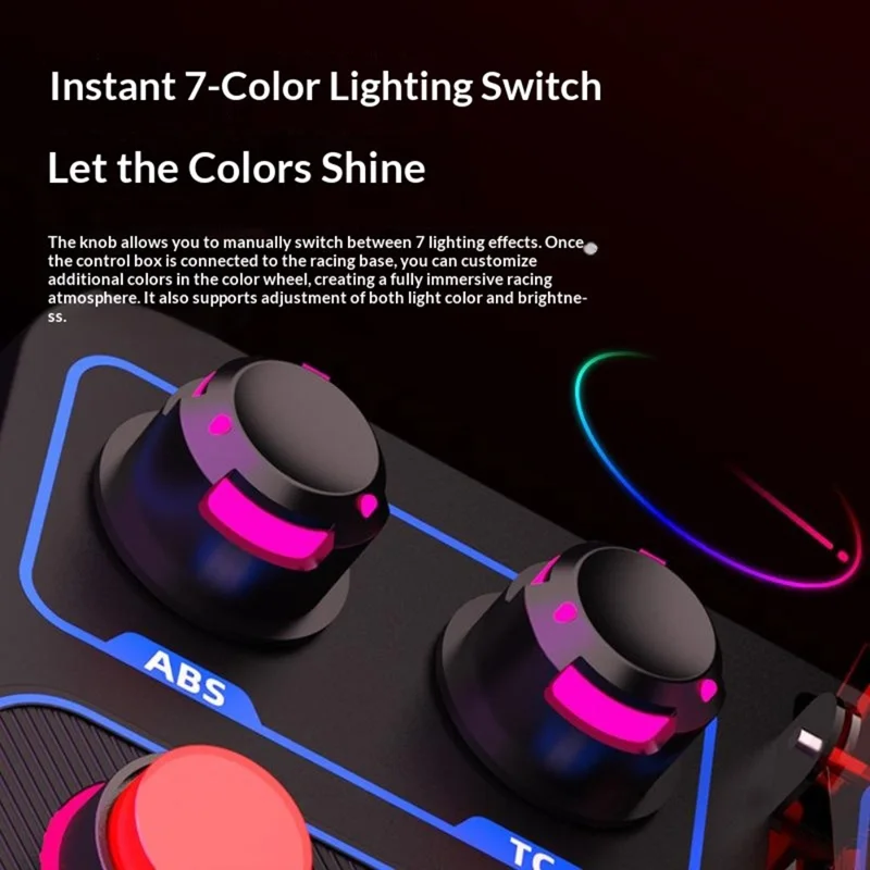 PXN CB1 Caja de Control para Simulador de Carreras 30 Botones Programables Luces RGB para Juegos de PC - Negro