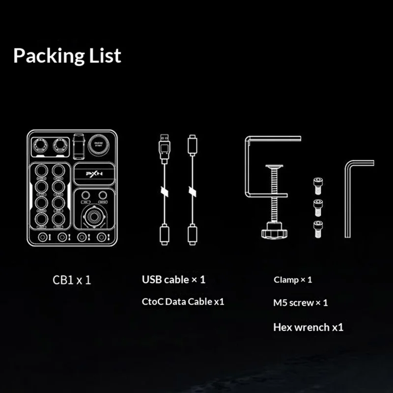 PXN CB1 Caja de Control para Simulador de Carreras 30 Botones Programables Luces RGB para Juegos de PC - Negro