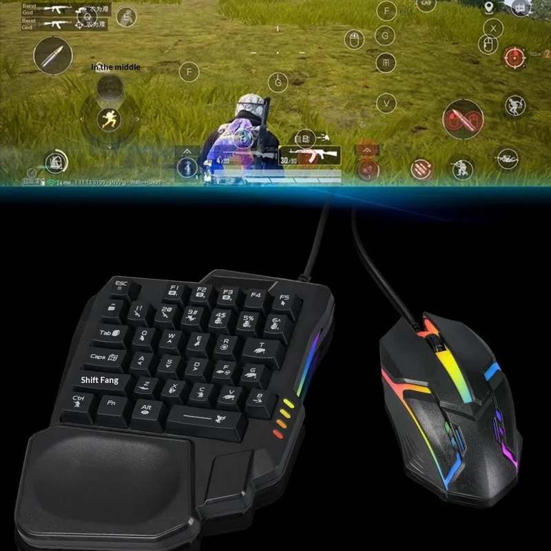 KTR01 5 in 1 Mobile Game Combo Pack Phone Keyboard Mouse Converter Set for PUBG Gaming - Black