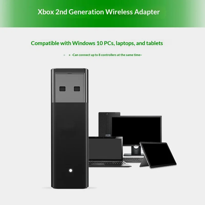 Mini Wireless Adapter USB Receiver for Xbox One Elite / S / X / Series S / X 8-Controller Gaming - Black
