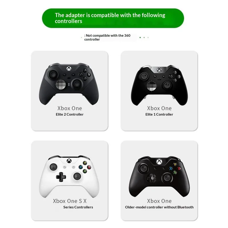 Mini Wireless Adapter USB Receiver for Xbox One Elite / S / X / Series S / X 8-Controller Gaming - Black