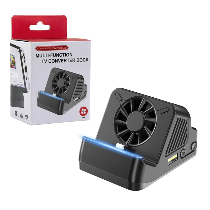 SND-493 For Nintendo Switch  /  OLED Multi-function HD TV Converter Dock with USB Ports 3 in 1 Cooling Stand - Black