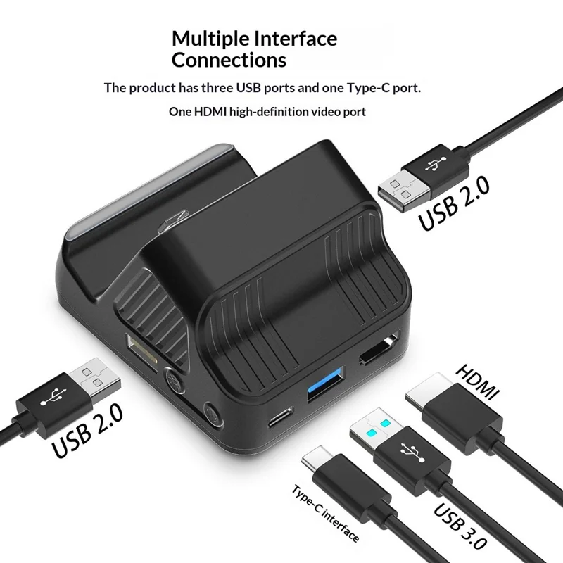 SND-493 For Nintendo Switch  /  OLED Multi-function HD TV Converter Dock with USB Ports 3 in 1 Cooling Stand - Black