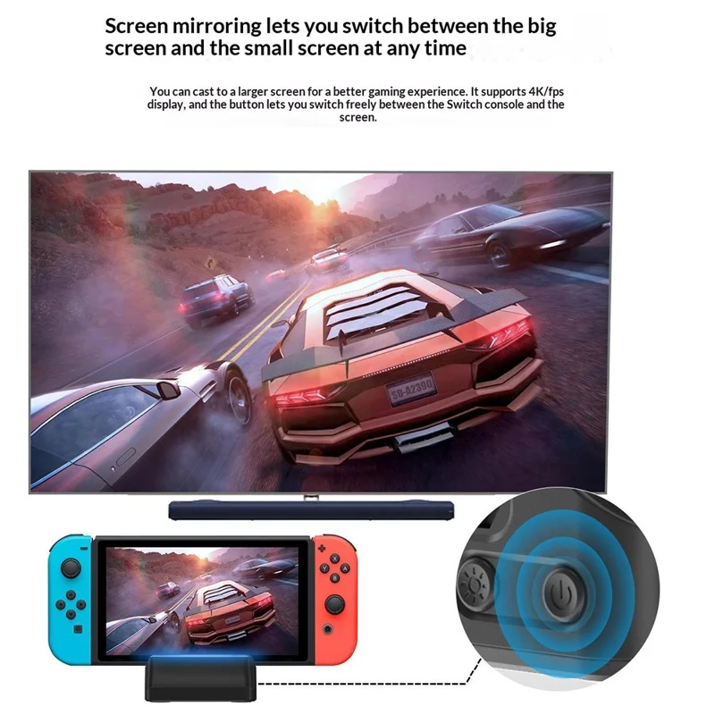 SND-493 For Nintendo Switch  /  OLED Multi-function HD TV Converter Dock with USB Ports 3 in 1 Cooling Stand - Black