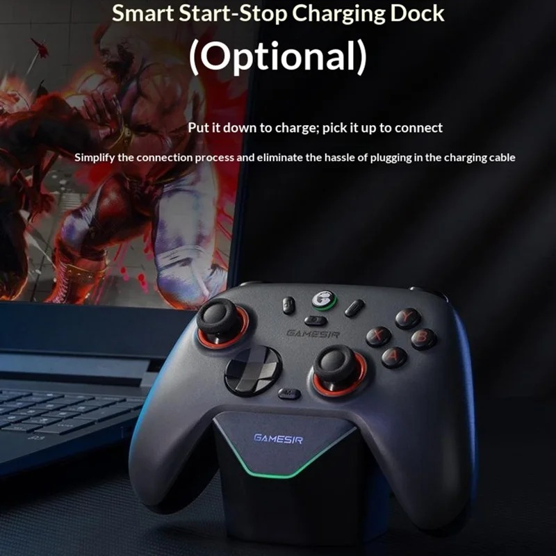 For GameSir Starling 2  /  Nova 2 Lite Gaming Controller Charging Dock RGB Atmosphere Light Smart Fast Charging Anti-Slip Storage Stand - Black