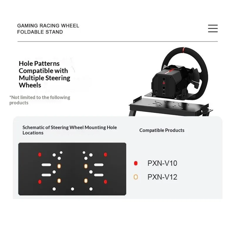 PXN A10 Folding Racing Wheel Stand Multi-Angle Adjustable Non-slip Gaming Cockpit for Home Simulator - Black