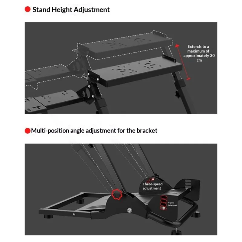 PXN A10 Folding Racing Wheel Stand Multi-Angle Adjustable Non-slip Gaming Cockpit for Home Simulator - Black