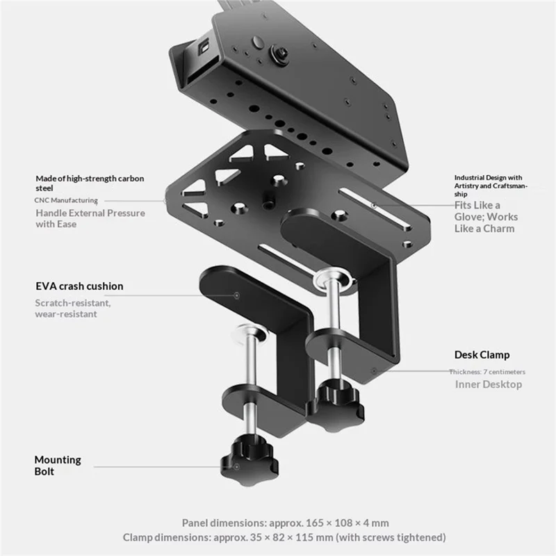 PXN ZD1 For PXN HB S Simracing Handbrake Desktop Clamp Mount High Strength Carbon Steel Bracket - Black