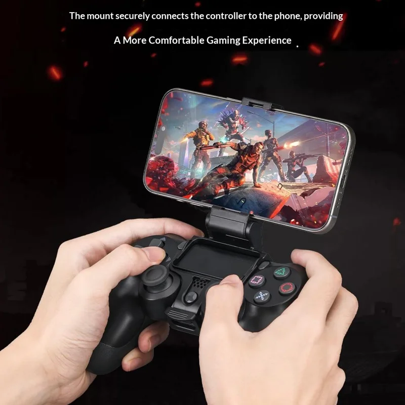 Plastic Phone Holder Mount for Game Controller Adjustable Foldable Cellphone Stand Portable Bracket - Black
