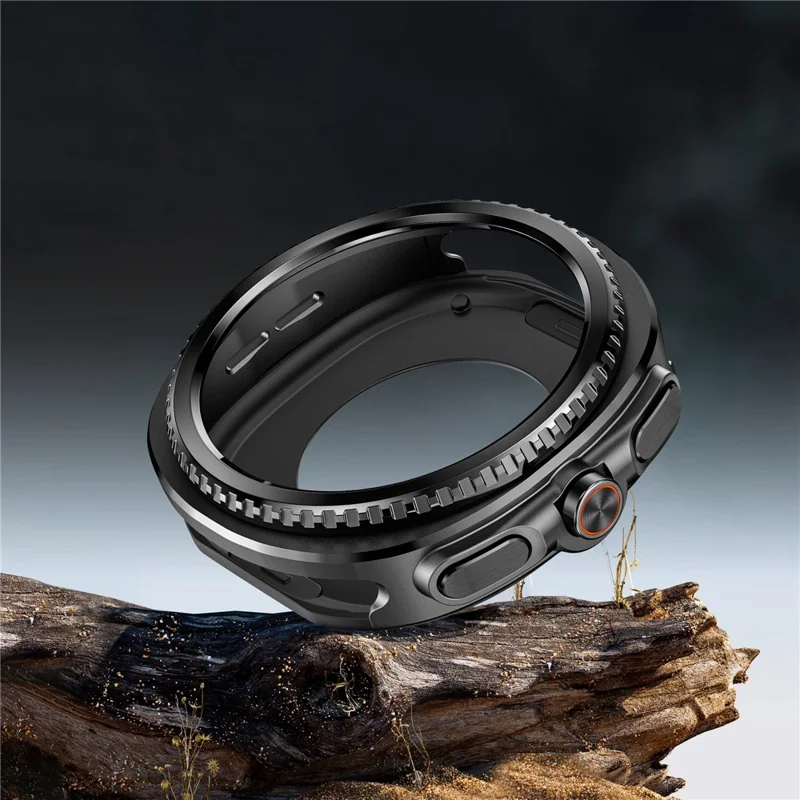 For Samsung Galaxy Watch8 Classic 46mm Zinc Alloy + PC Watch Case Rotating Bezel Protective Cover - Black