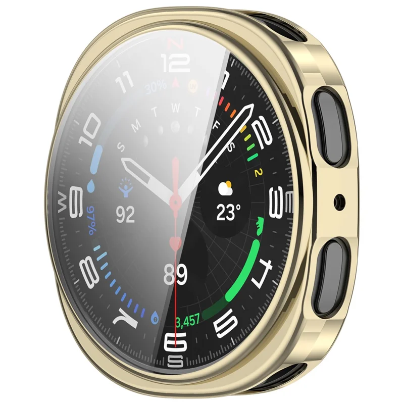 Чехол для Samsung Galaxy Watch9 40 мм, гальваническое покрытие, ТПУ, защитный чехол с пленкой для экрана — светло-золотой